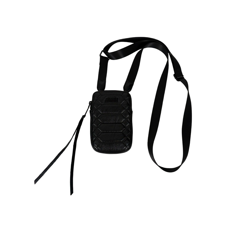 Aimee Kestenberg Small Crossbody Stadium Phone Bag Black Genuine Leather Casual